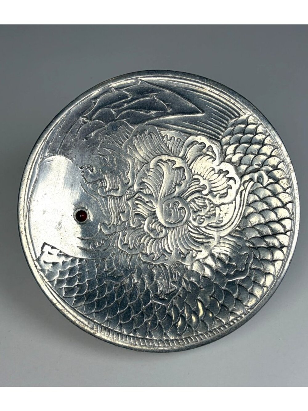 Vintage Arthur Court Wonders of the Water Aluminum Fish Plate Dish Red Glass Eye